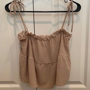 Tan and White Striped Abercrombie Top
